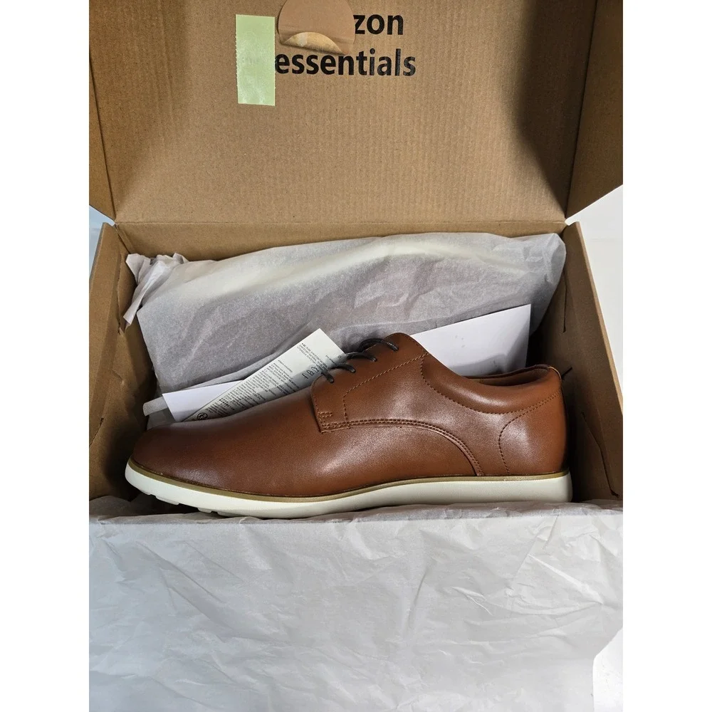 AZ Essentials Mens Casual Derby Shoes Brown Synthetic Leather Size‎ 11